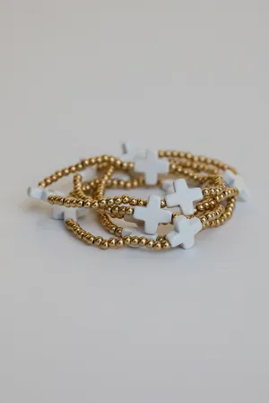 Alanna White Beaded Bracelet Set