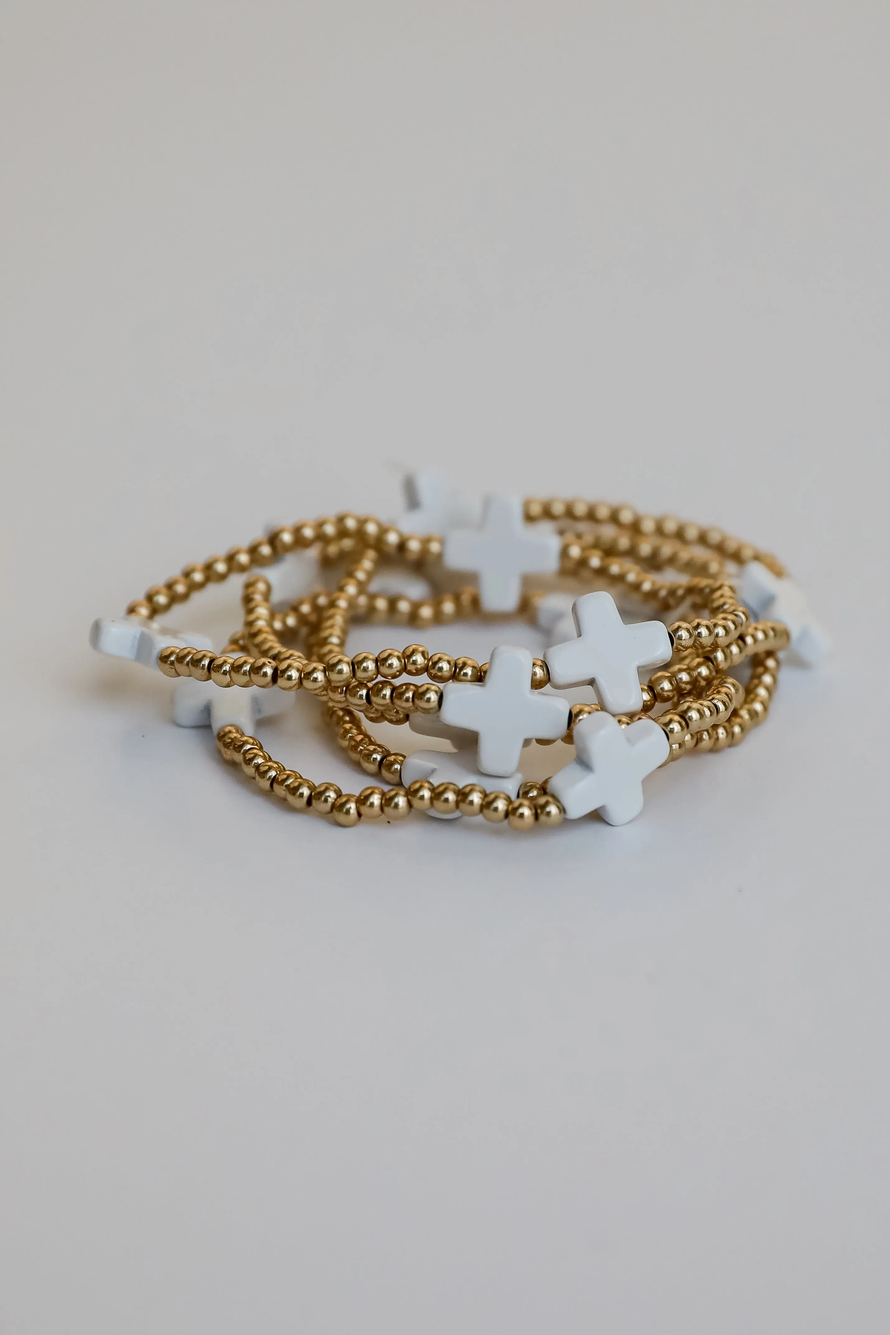 Alanna White Beaded Bracelet Set
