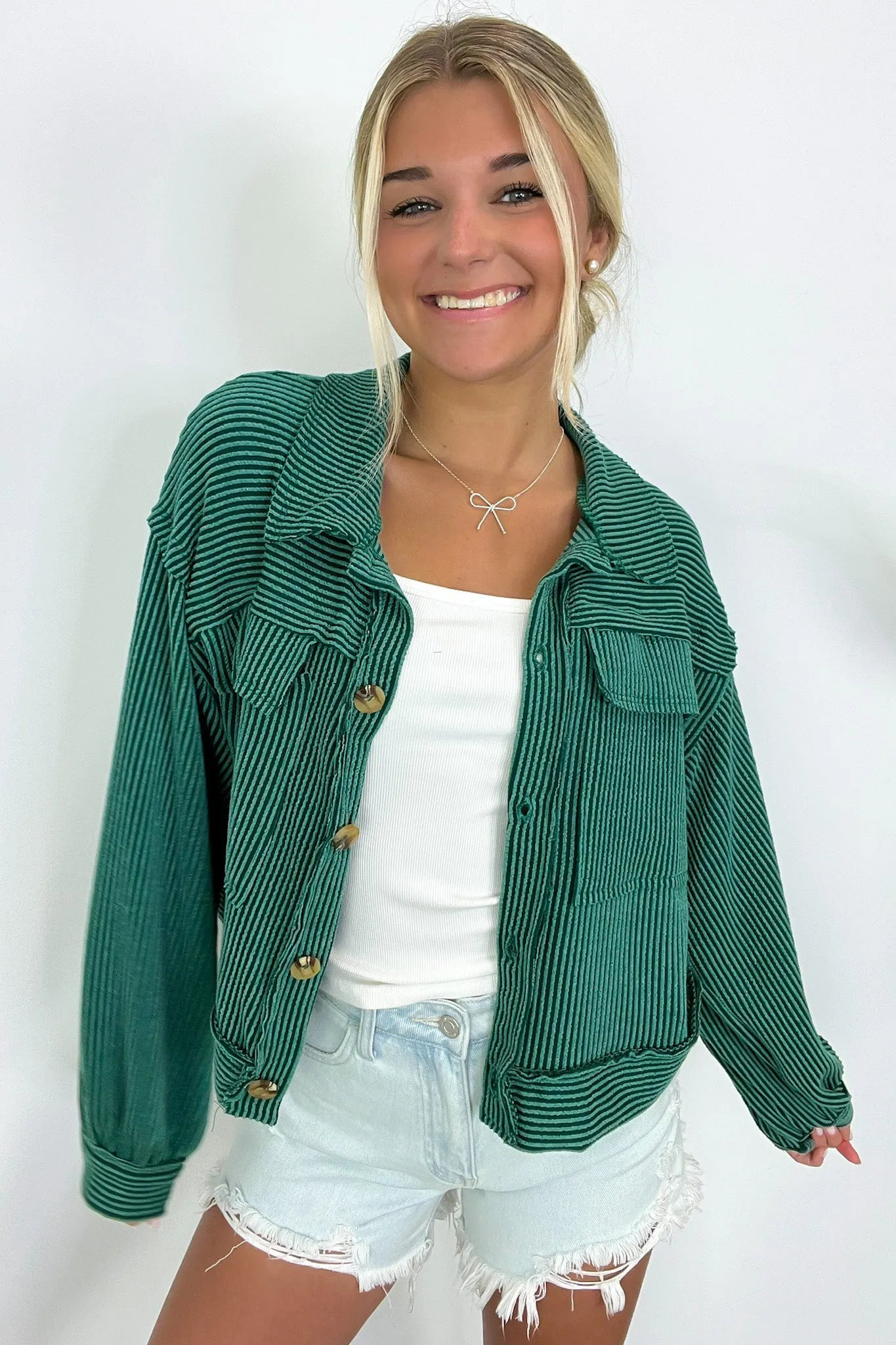 Avenah Oversized Crop Button Shacket - FINAL SALE