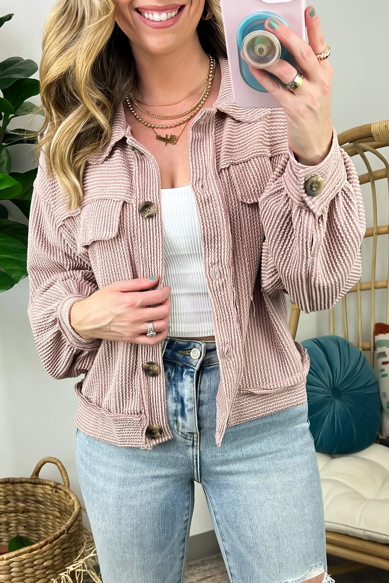Avenah Oversized Crop Button Shacket - FINAL SALE