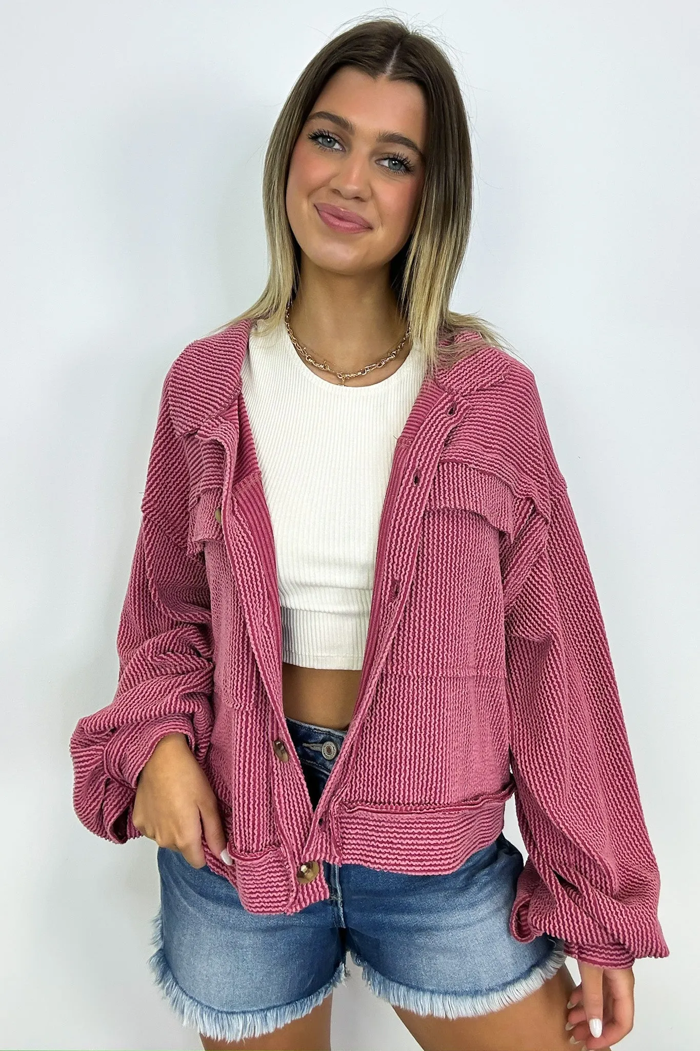 Avenah Oversized Crop Button Shacket - FINAL SALE