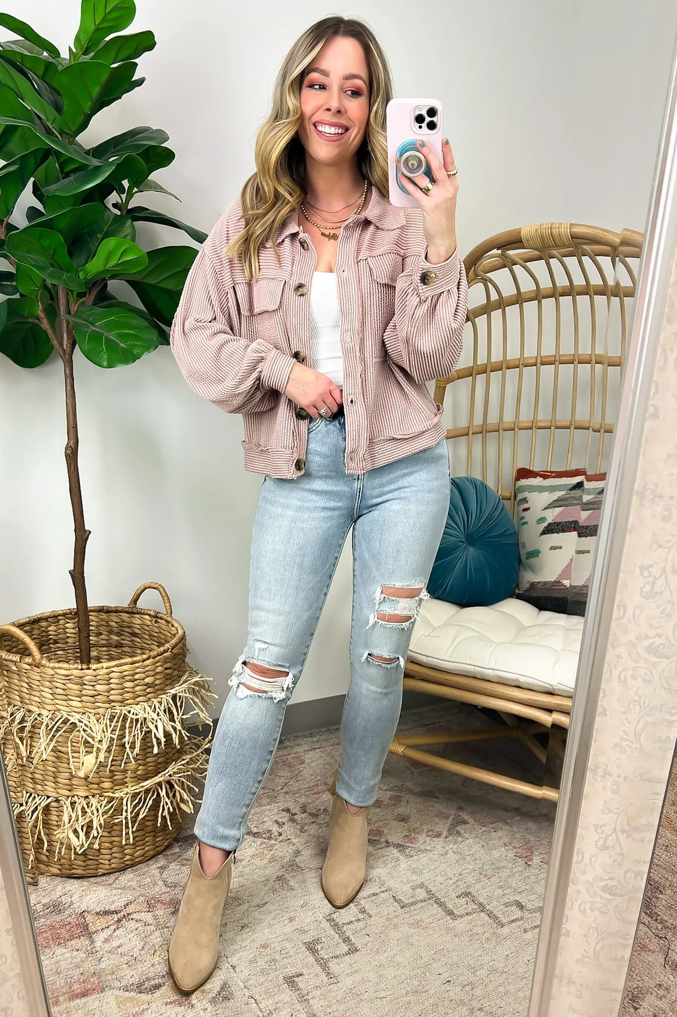 Avenah Oversized Crop Button Shacket - FINAL SALE
