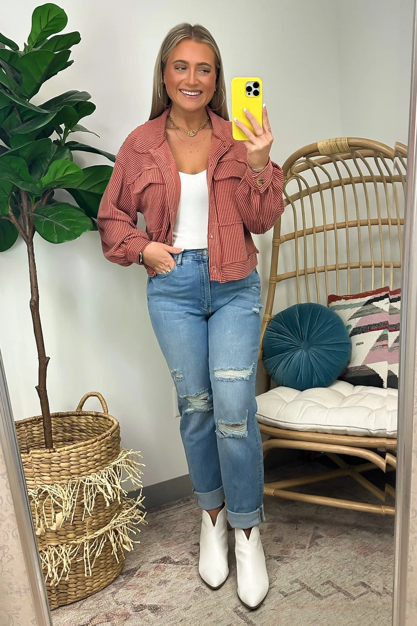 Avenah Oversized Crop Button Shacket - FINAL SALE