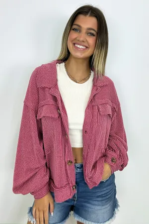 Avenah Oversized Crop Button Shacket - FINAL SALE