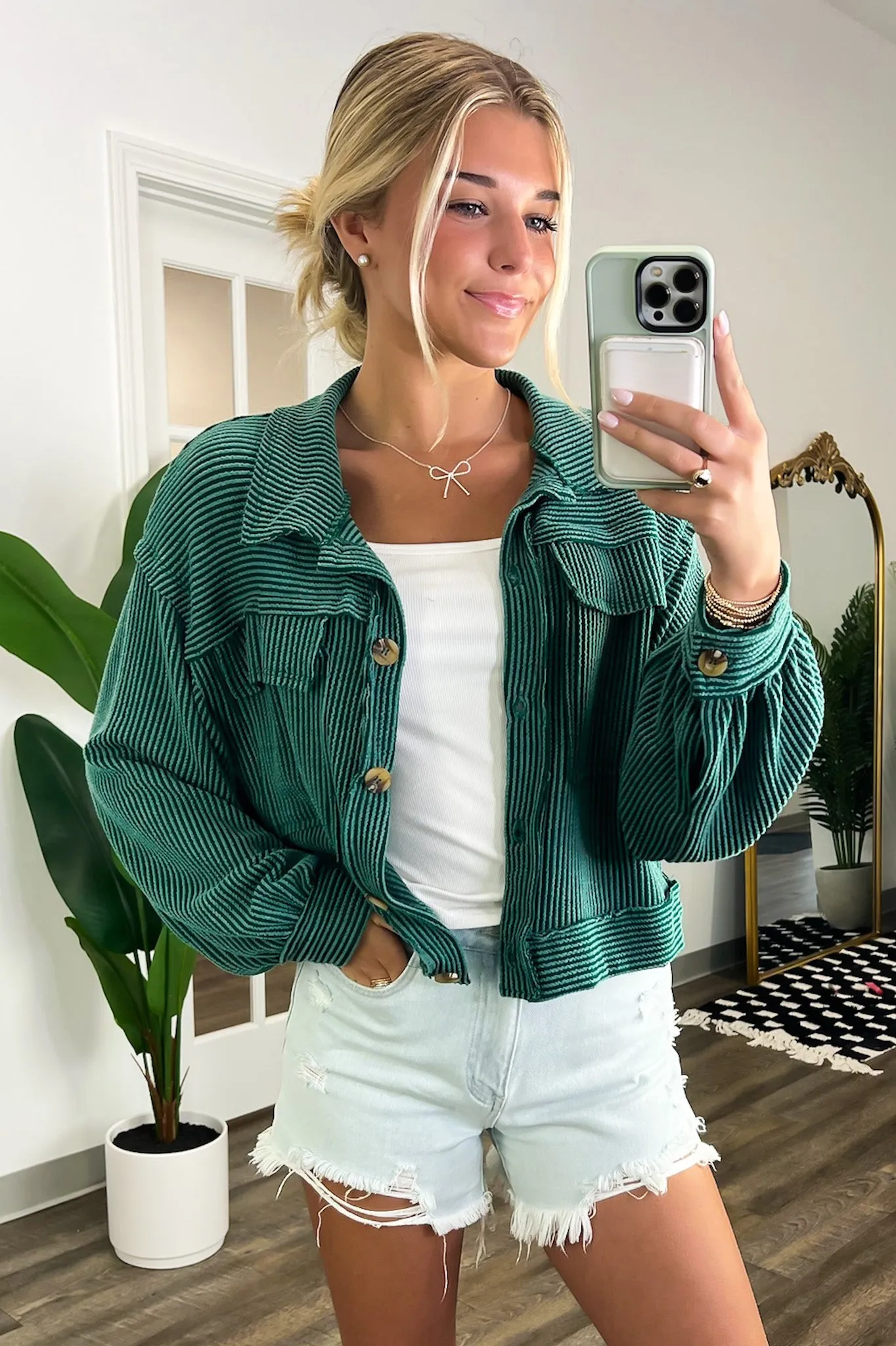 Avenah Oversized Crop Button Shacket - FINAL SALE