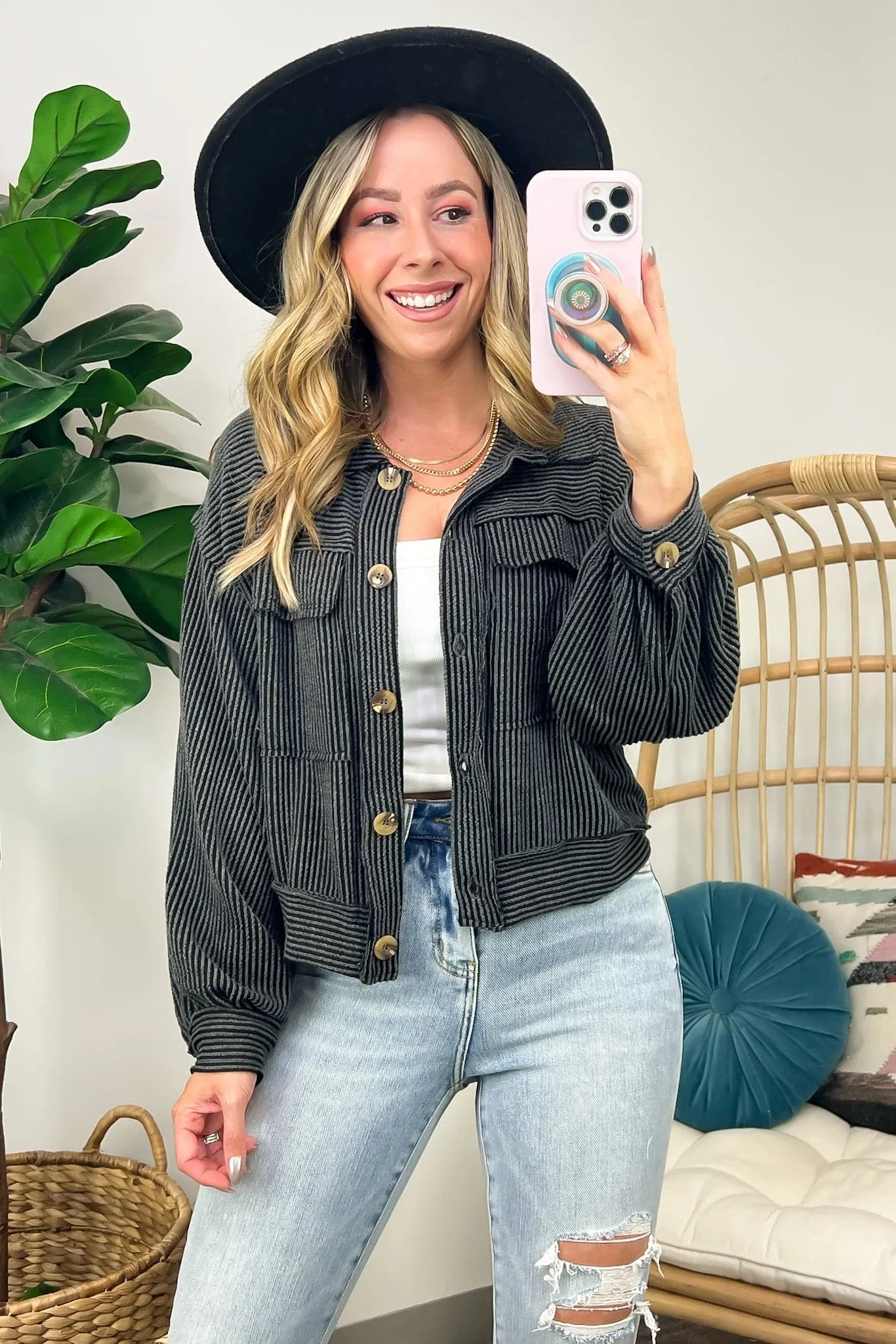 Avenah Oversized Crop Button Shacket - FINAL SALE