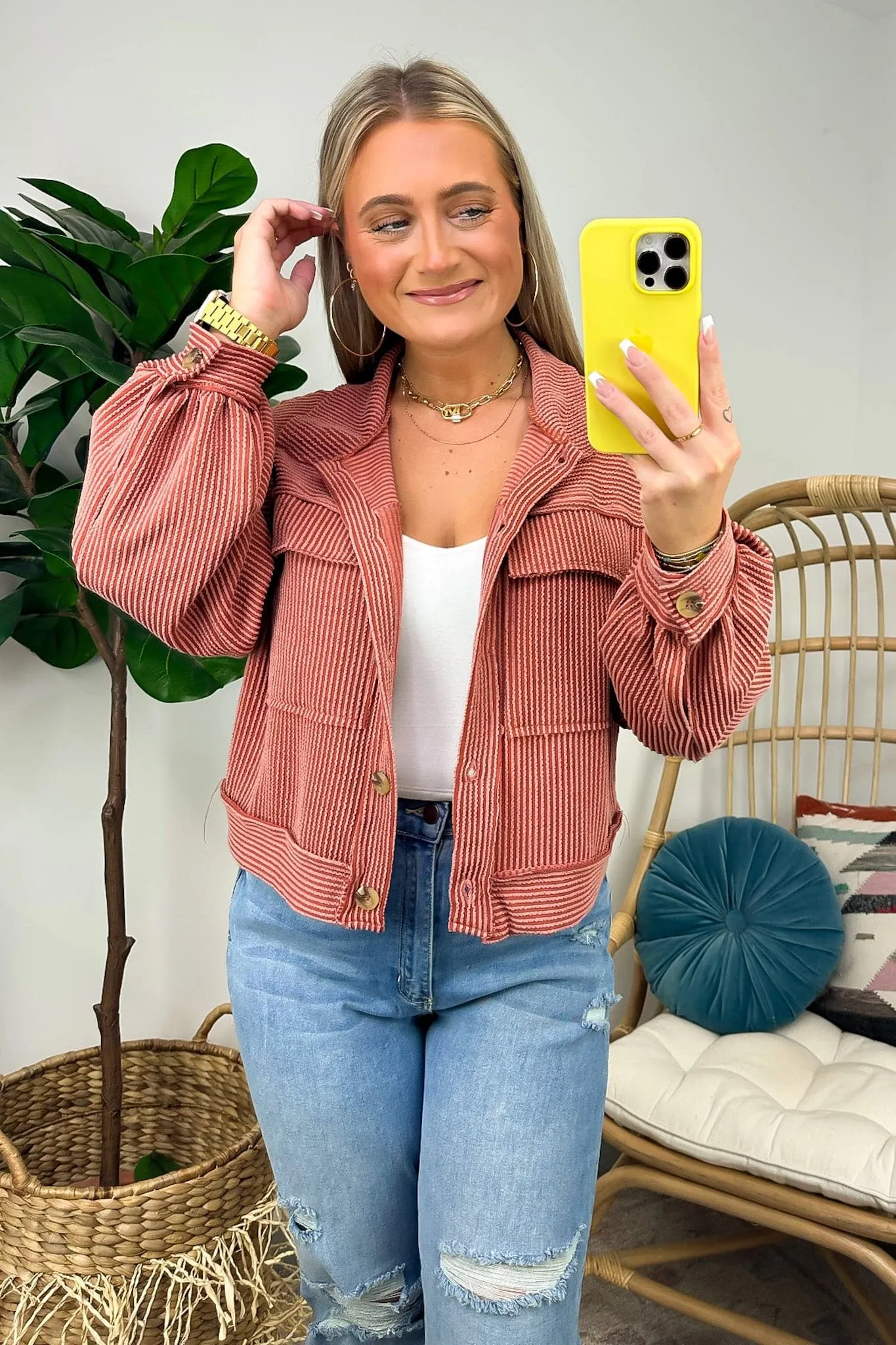 Avenah Oversized Crop Button Shacket - FINAL SALE