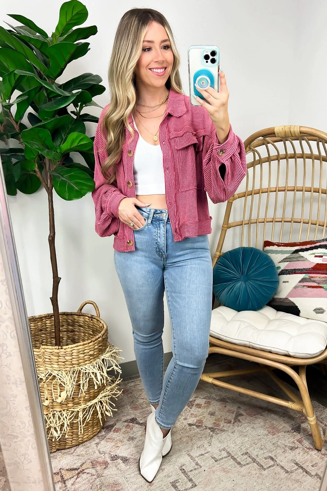 Avenah Oversized Crop Button Shacket - FINAL SALE