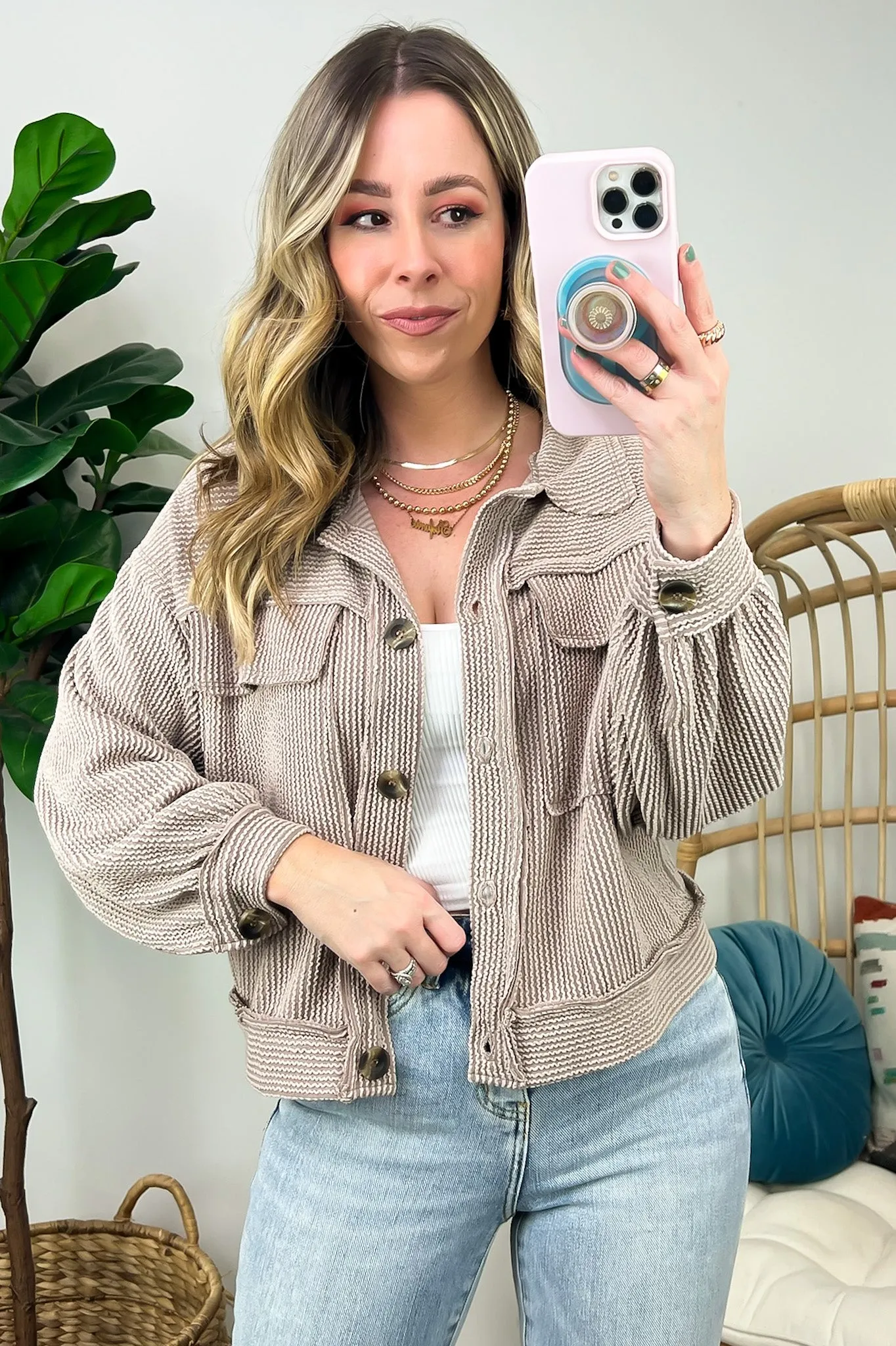 Avenah Oversized Crop Button Shacket - FINAL SALE