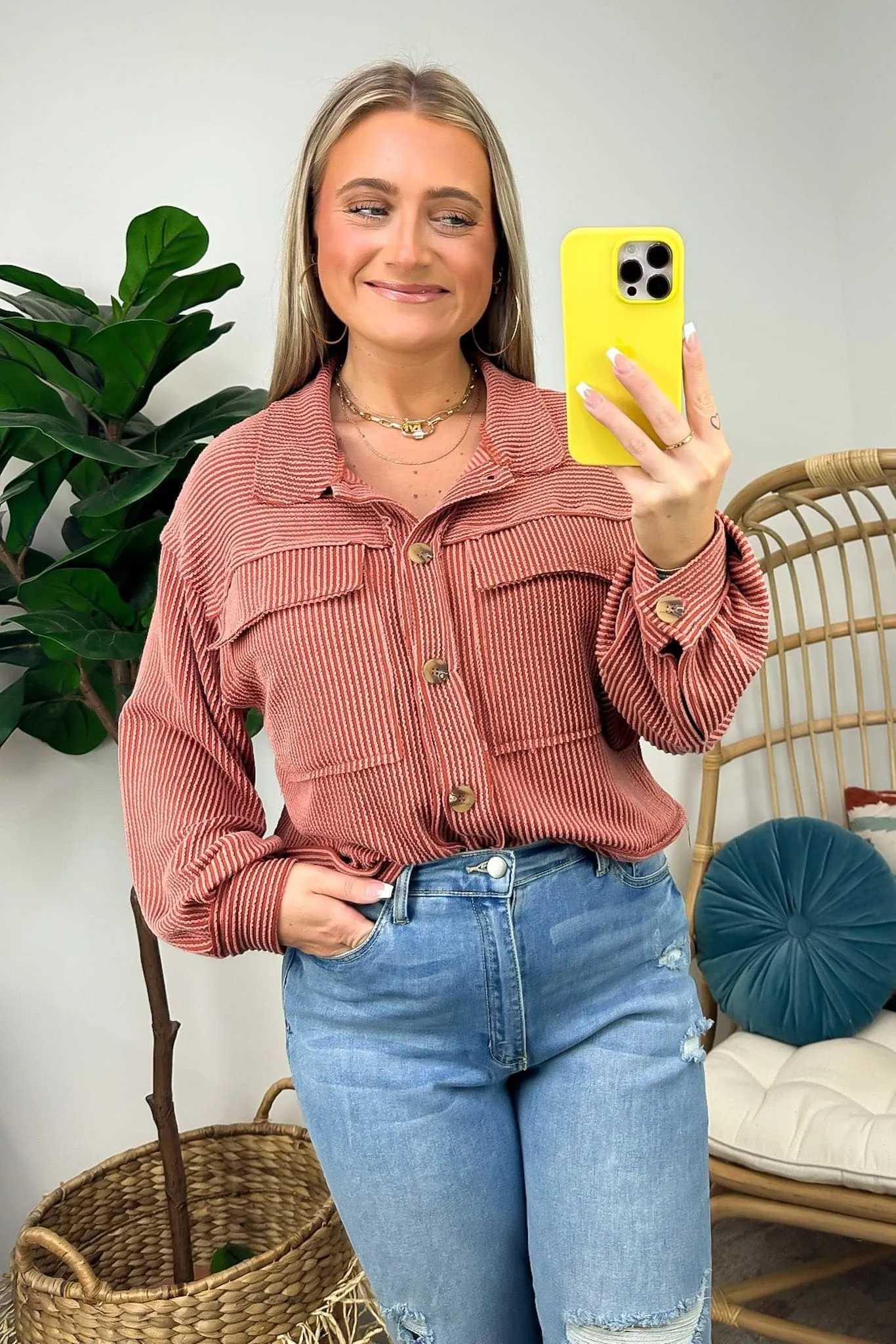 Avenah Oversized Crop Button Shacket - FINAL SALE