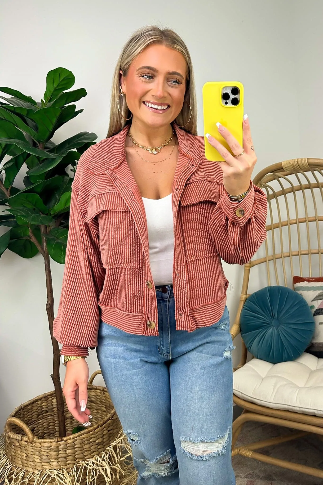 Avenah Oversized Crop Button Shacket - FINAL SALE