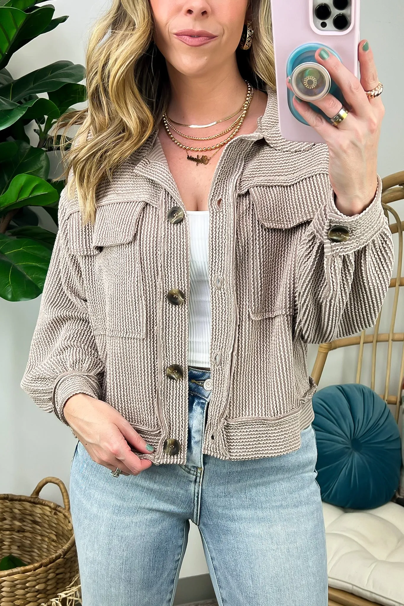 Avenah Oversized Crop Button Shacket - FINAL SALE