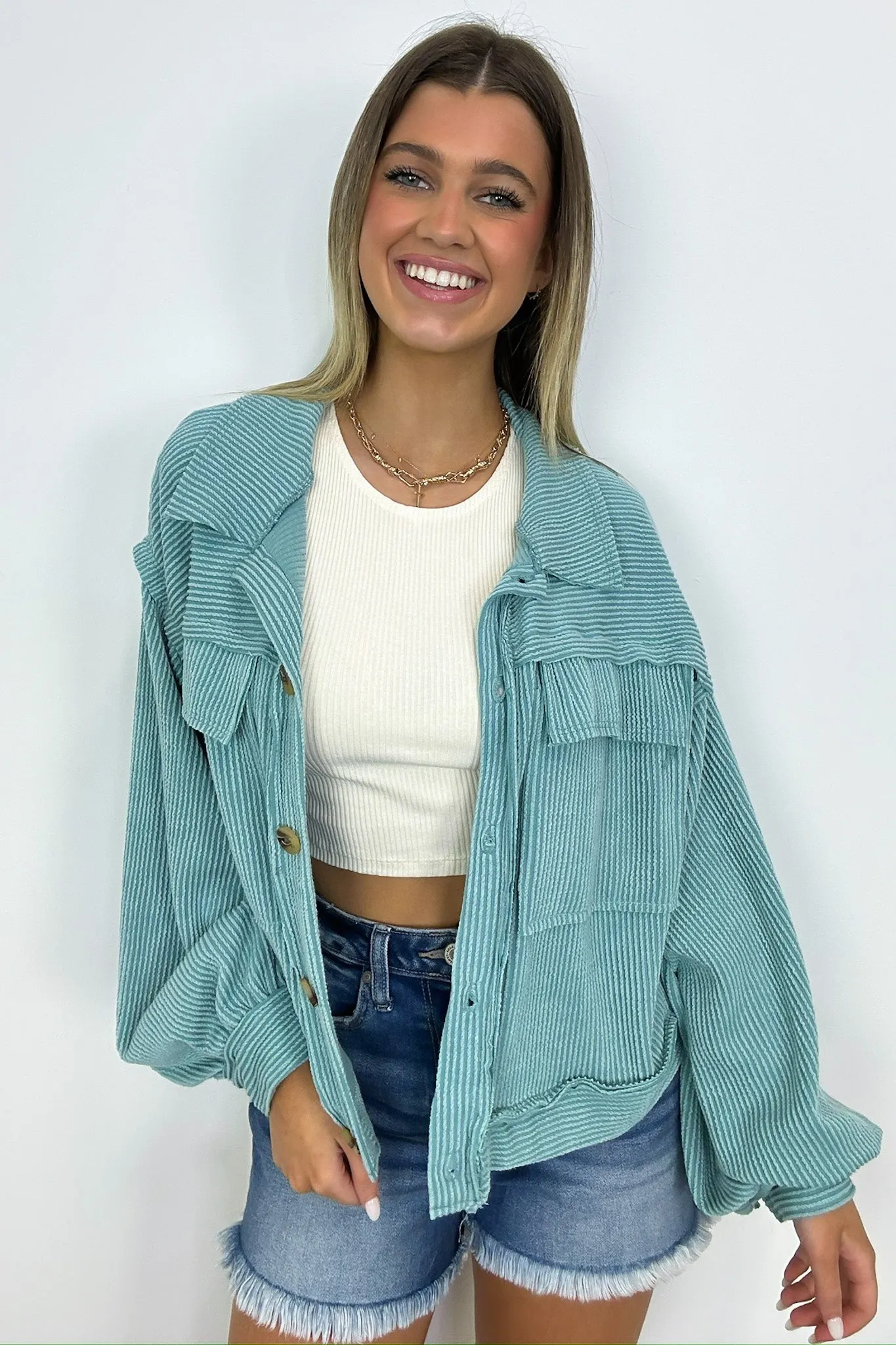 Avenah Oversized Crop Button Shacket - FINAL SALE