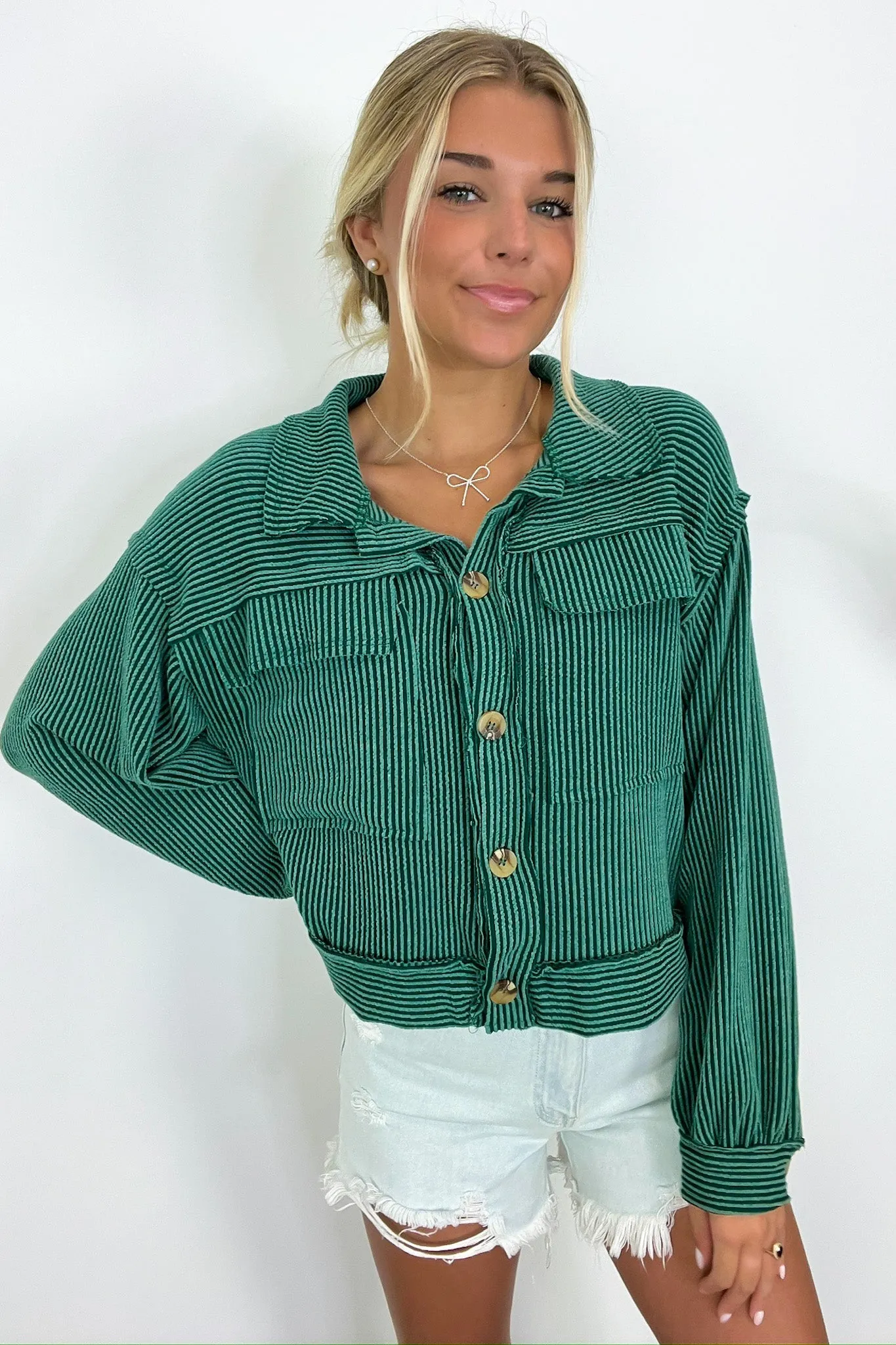 Avenah Oversized Crop Button Shacket - FINAL SALE