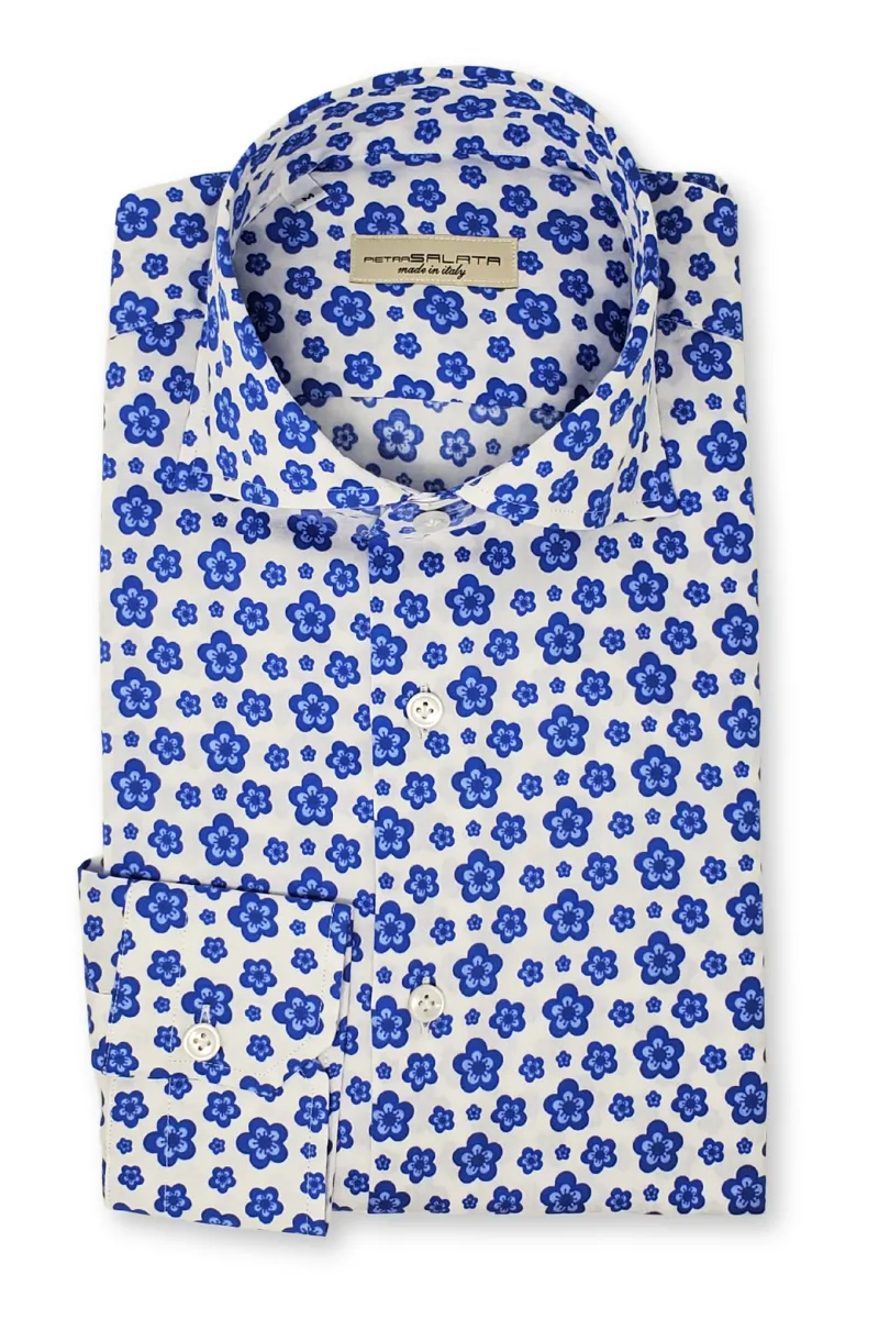 Blue-White Floral Shirt