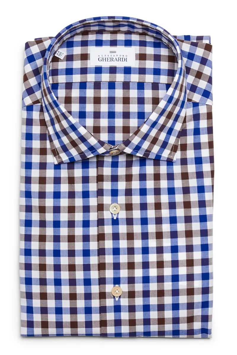 Brown Blue Plaid Shirt