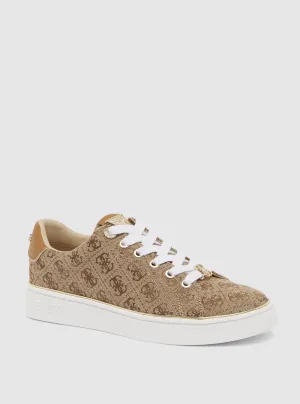 Brown Logo Beary Low-Top Sneakers Guess