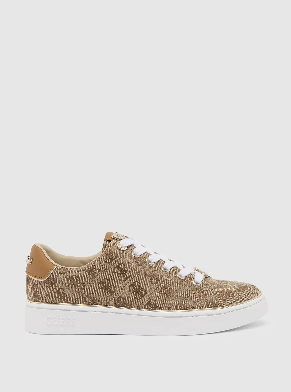 Brown Logo Beary Low-Top Sneakers Guess