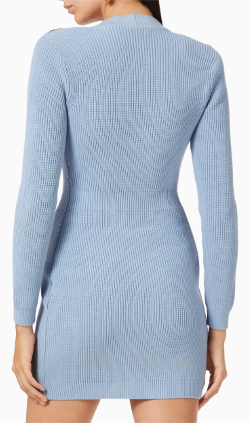 CAROLINE KNIT METAL BOTTOM MINI DRESS IN BLUE Gloria Lanvin