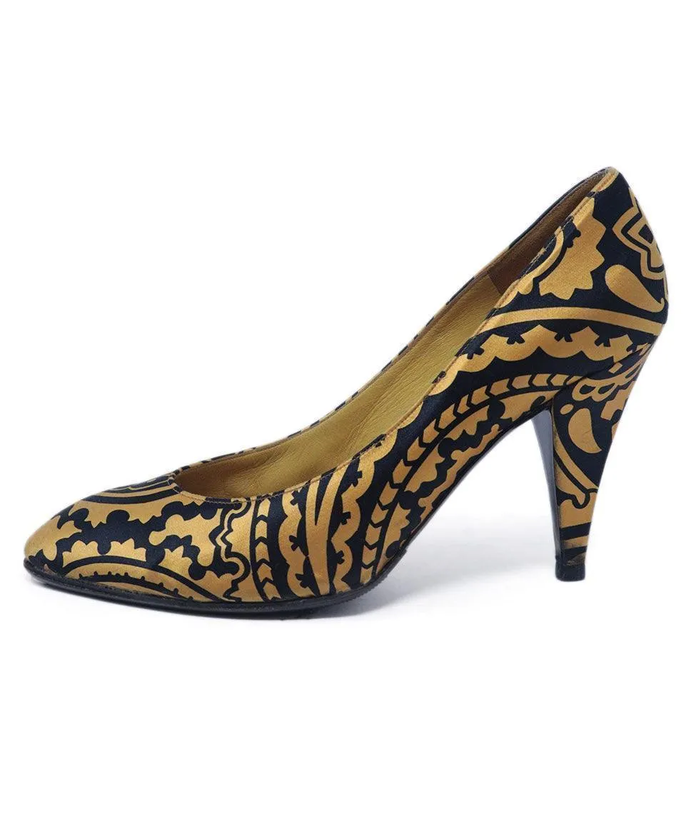 Charles Jourdan Vintage Black & Gold Heels sz 10