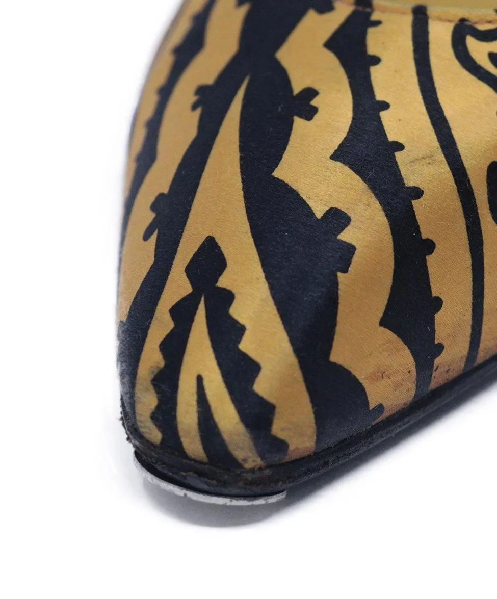 Charles Jourdan Vintage Black & Gold Heels sz 10