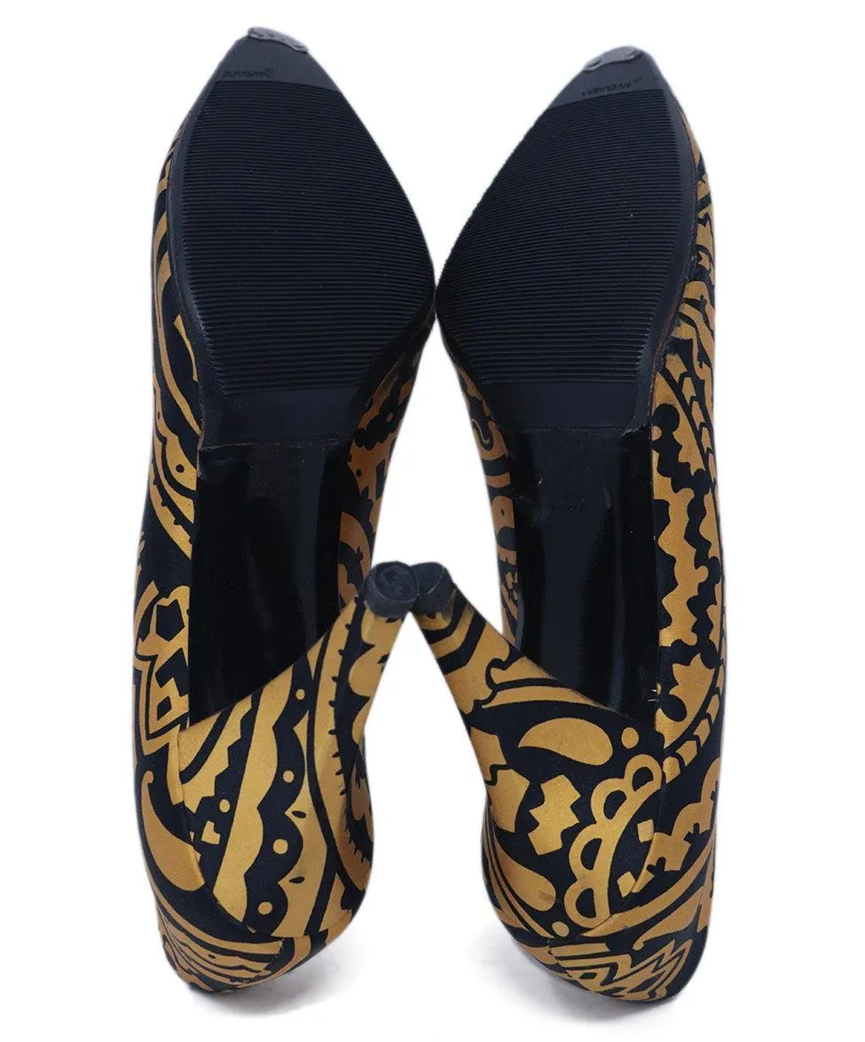 Charles Jourdan Vintage Black & Gold Heels sz 10
