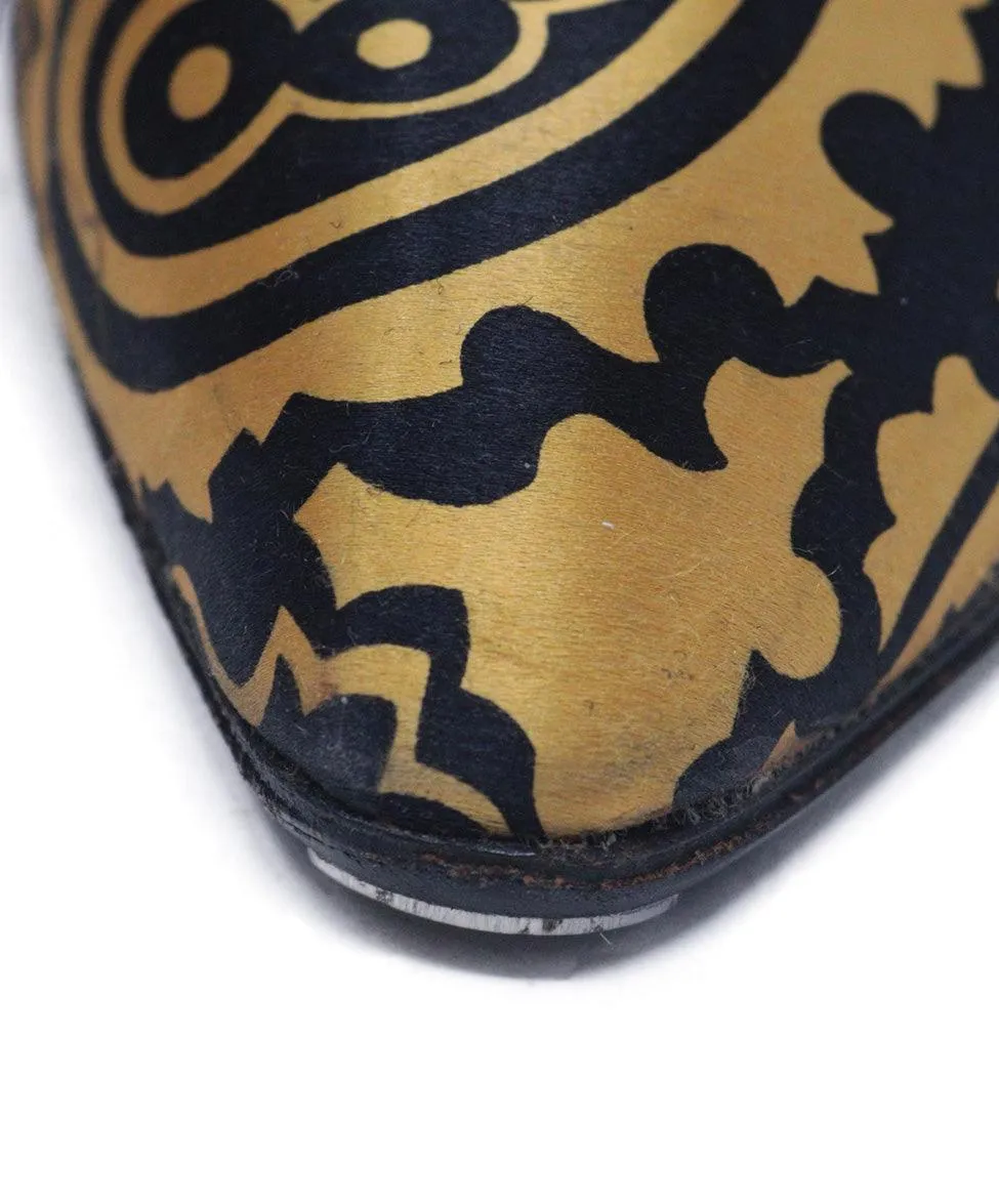 Charles Jourdan Vintage Black & Gold Heels sz 10