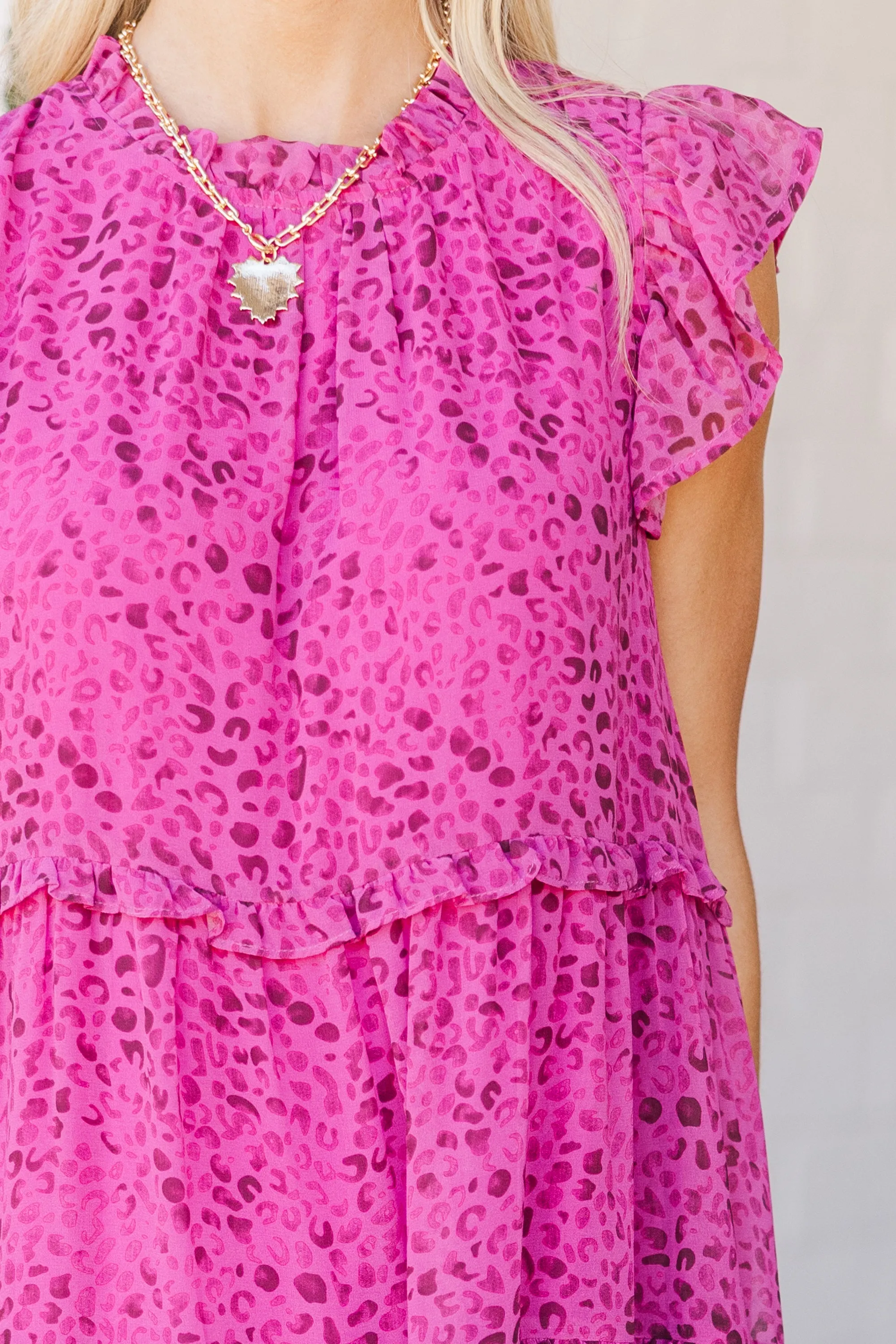 Check You Out Magenta Purple Leopard Mid Dress
