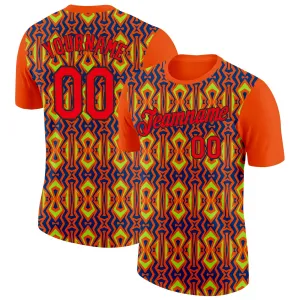 Custom Orange Fire Red US Navy Blue Aurora Green-Black 3D Esports Performance T-Shirt