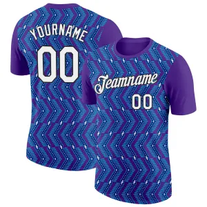 Custom Purple Royal-Lakes Blue 3D Esports Performance T-Shirt