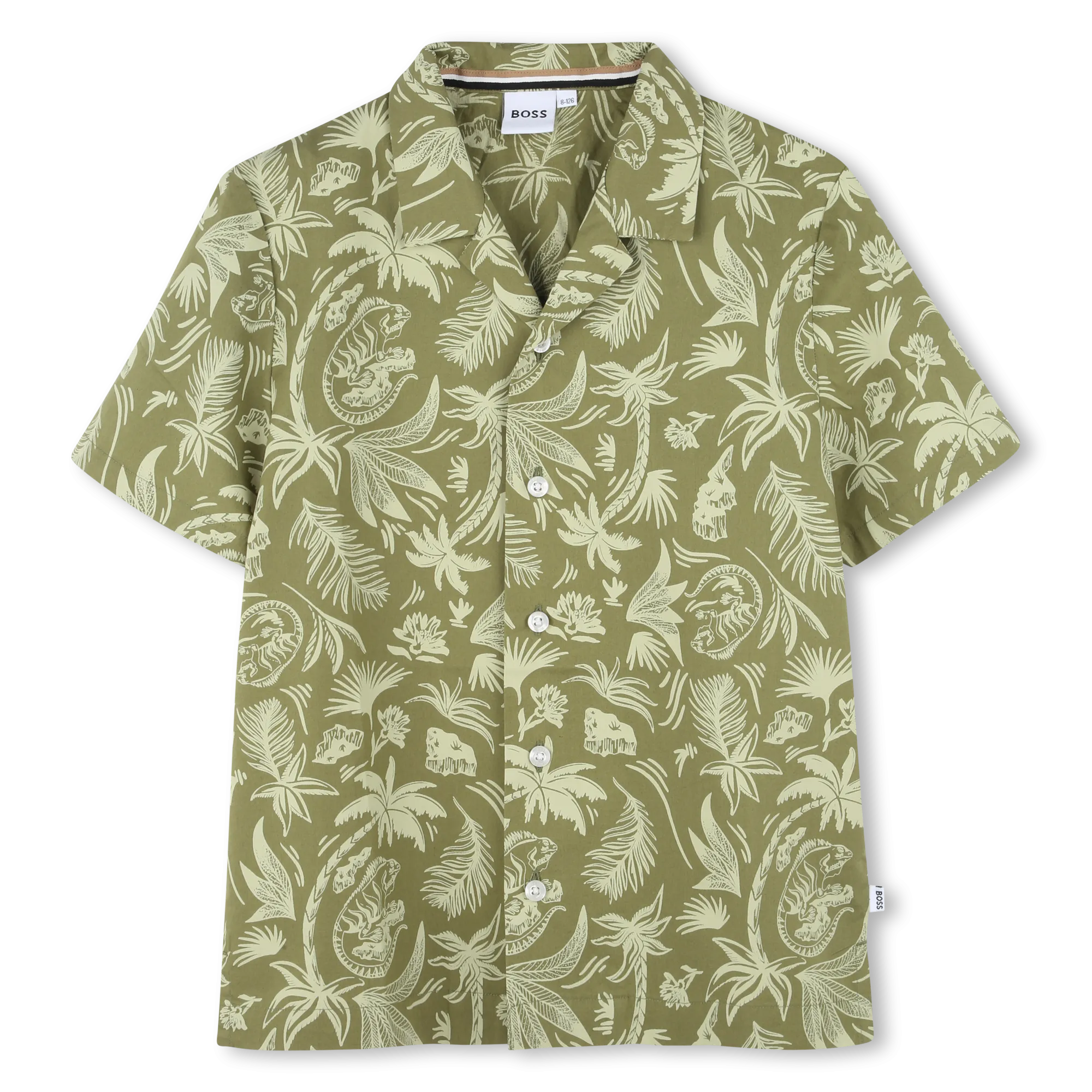 Dark Green Palms Print Shirt