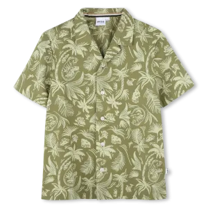 Dark Green Palms Print Shirt