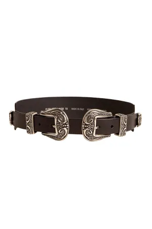 Double Buckle Lace Belt - Black