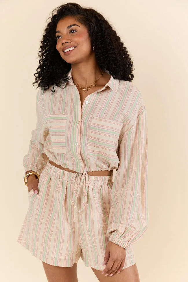 Dream Destination Striped Long Sleeve Top and Shorts Set