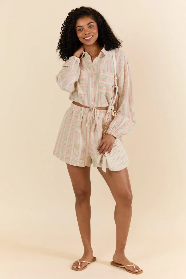 Dream Destination Striped Long Sleeve Top and Shorts Set