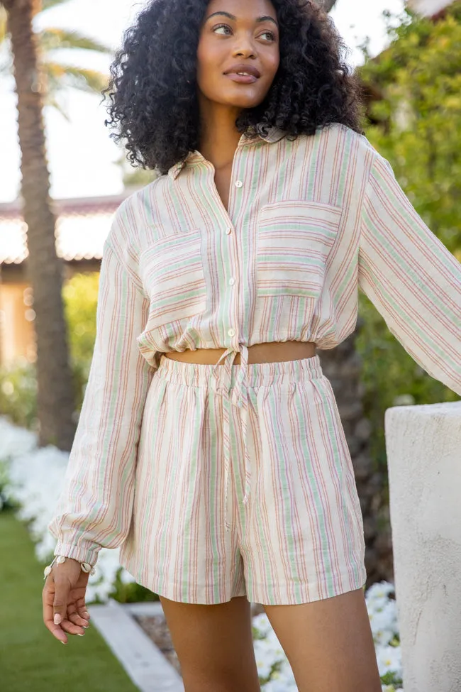 Dream Destination Striped Long Sleeve Top and Shorts Set