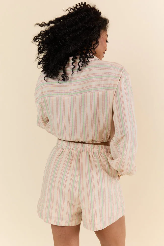 Dream Destination Striped Long Sleeve Top and Shorts Set