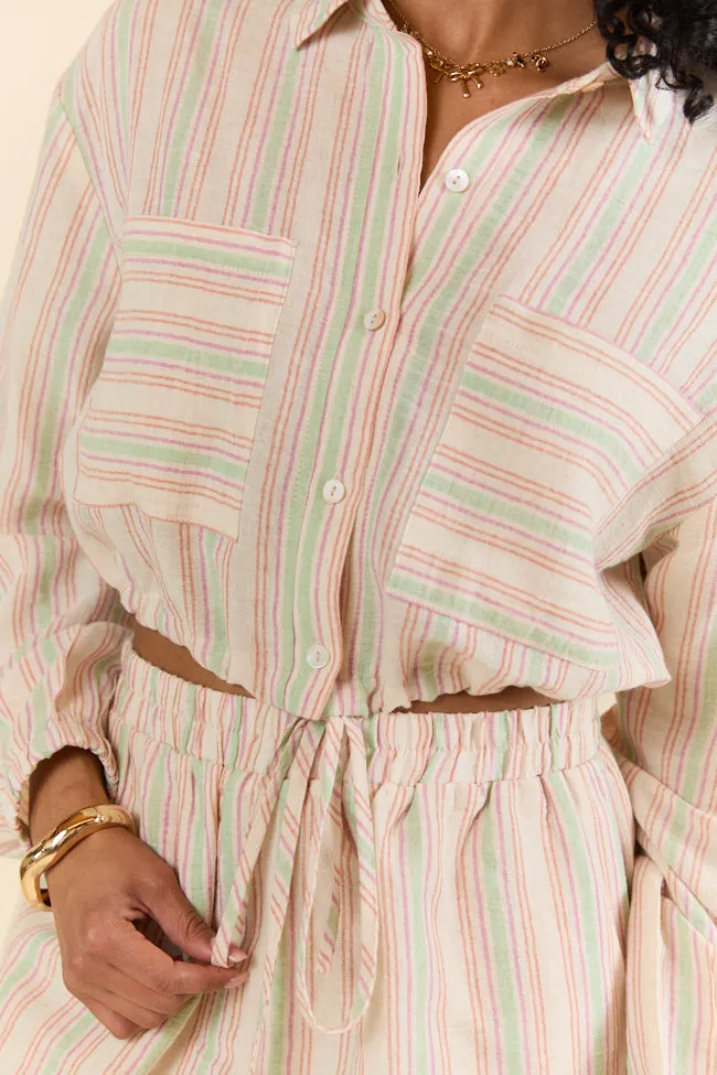 Dream Destination Striped Long Sleeve Top and Shorts Set