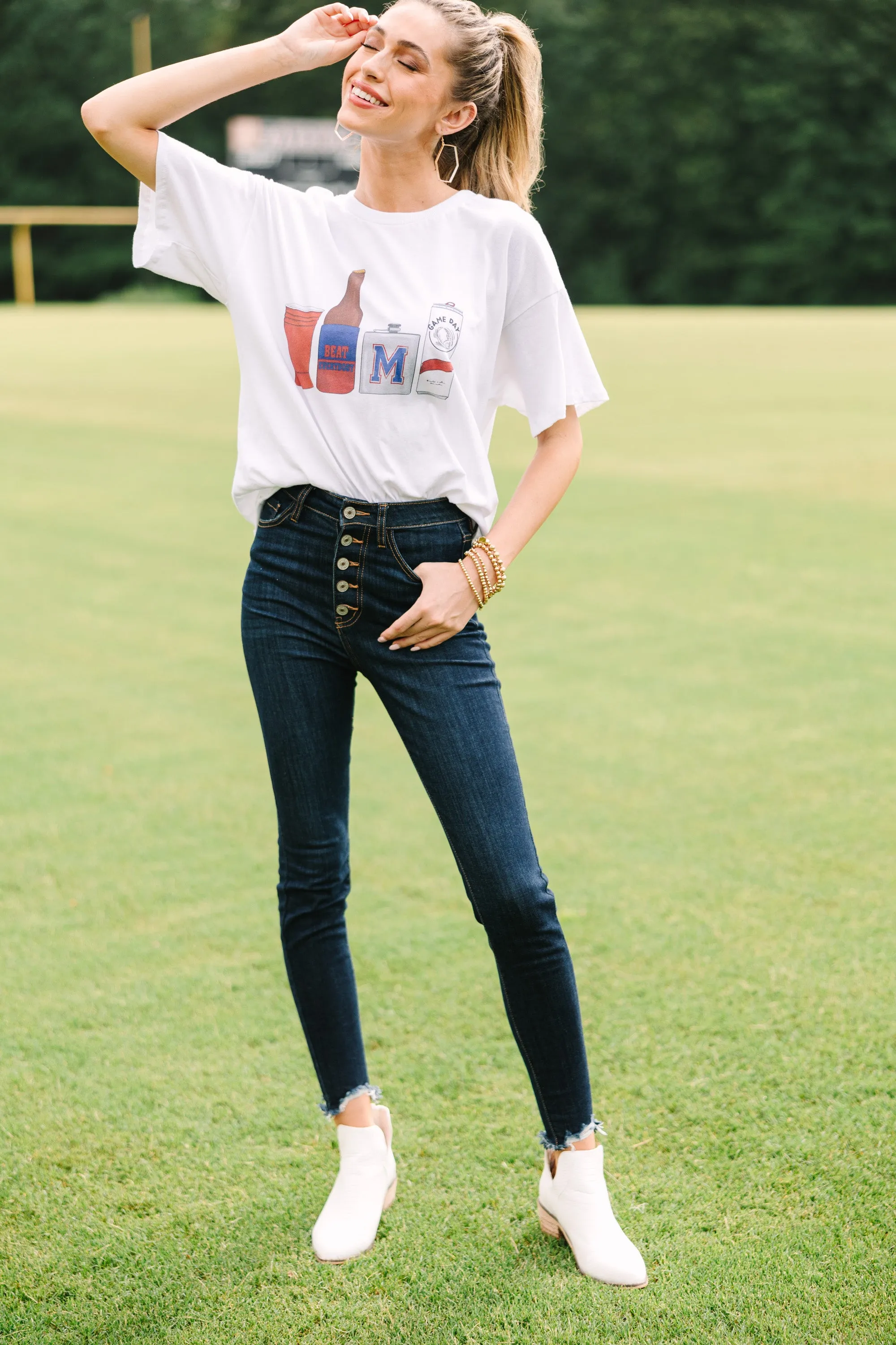 Drink Local Navy And Cardinal Red Gameday Graphic Tee