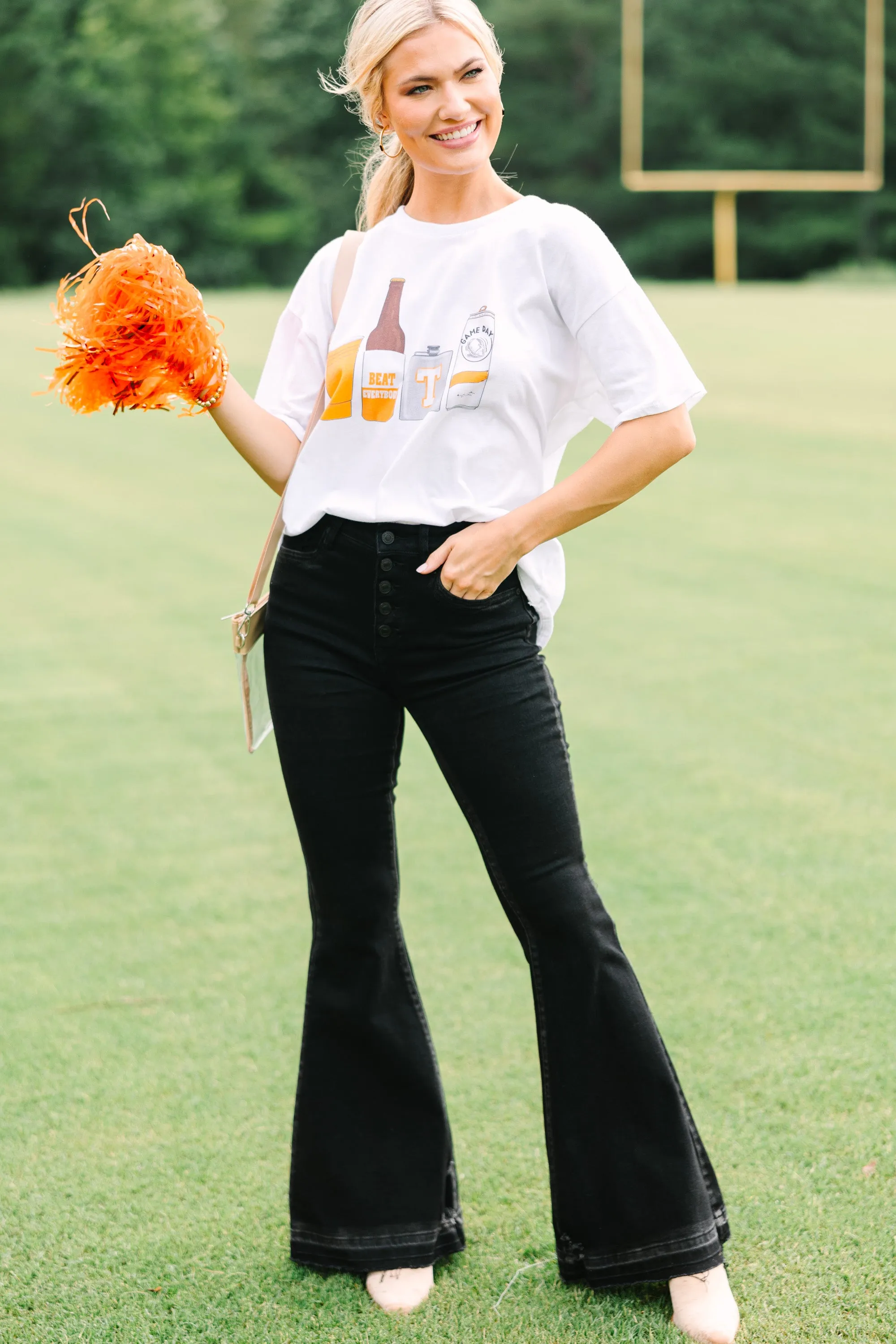 Drink Local Orange And White Gameday Graphic Tee