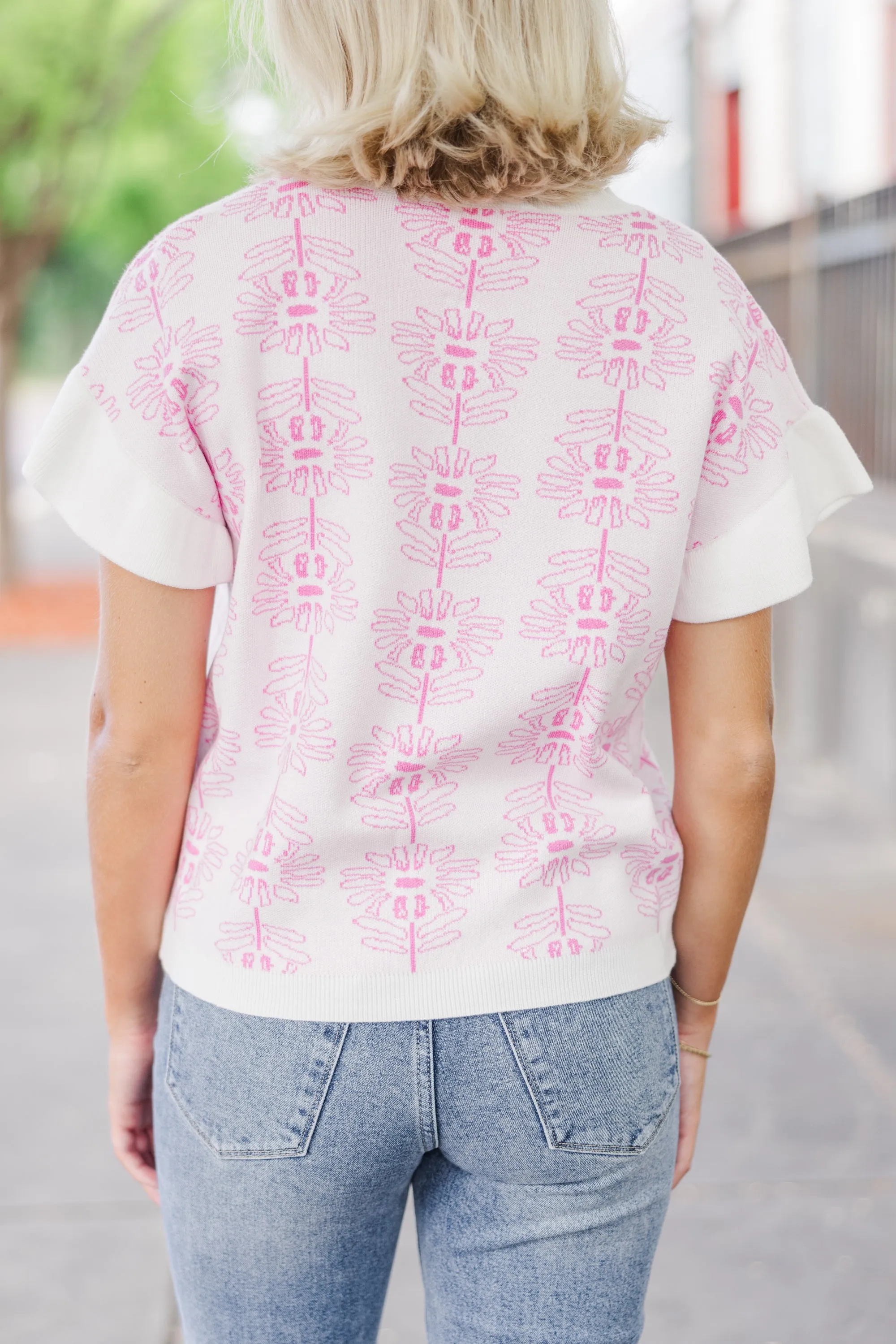 Fall In Love Fuchsia Pink Floral Sweater