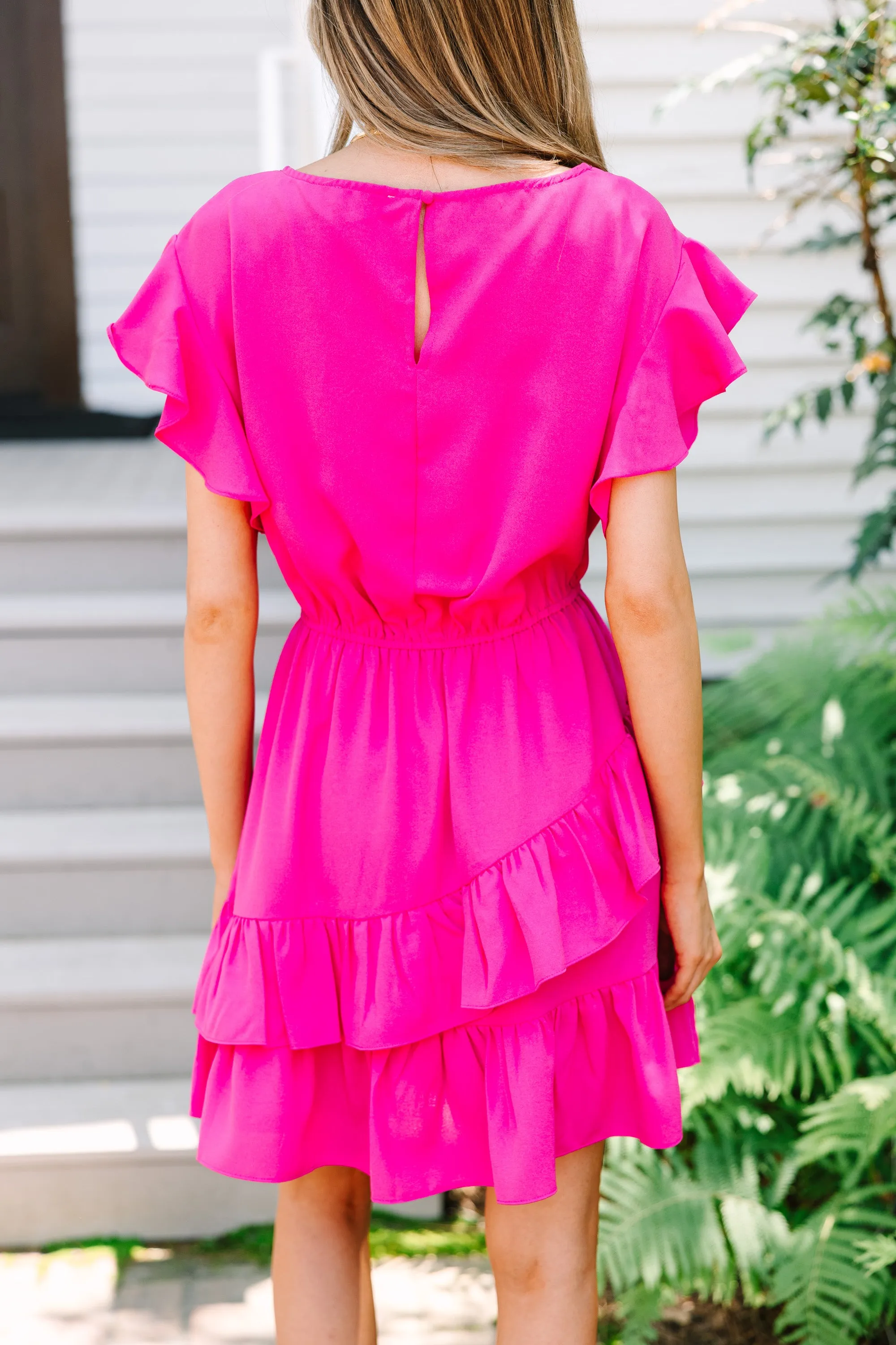 Feminine Love Hot Pink Ruffled Dress