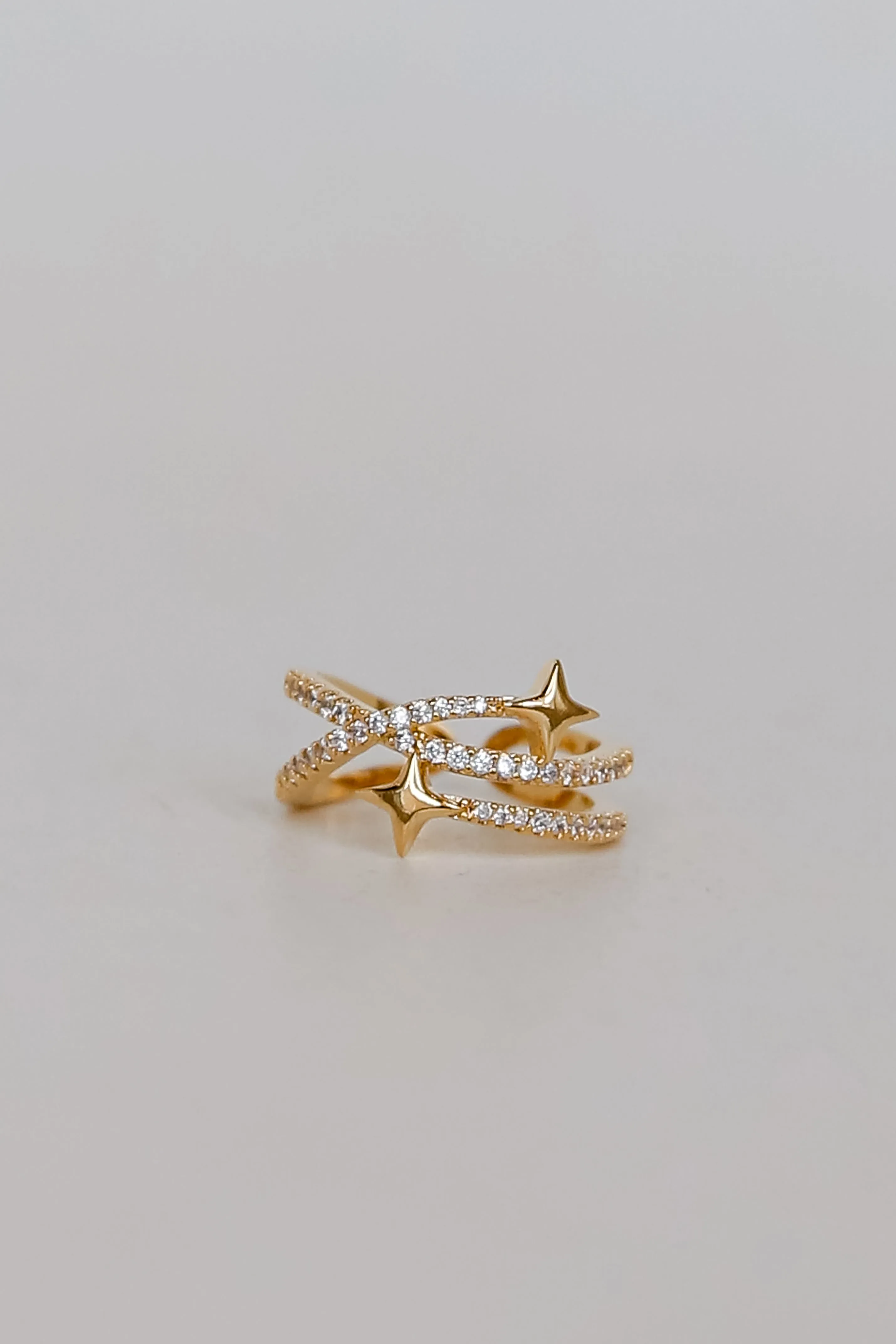 FINAL SALE - Eliza Gold Rhinestone Star Triple Ring