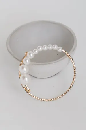 FINAL SALE - Emilee Gold Rhinestone   Pearl Bracelet