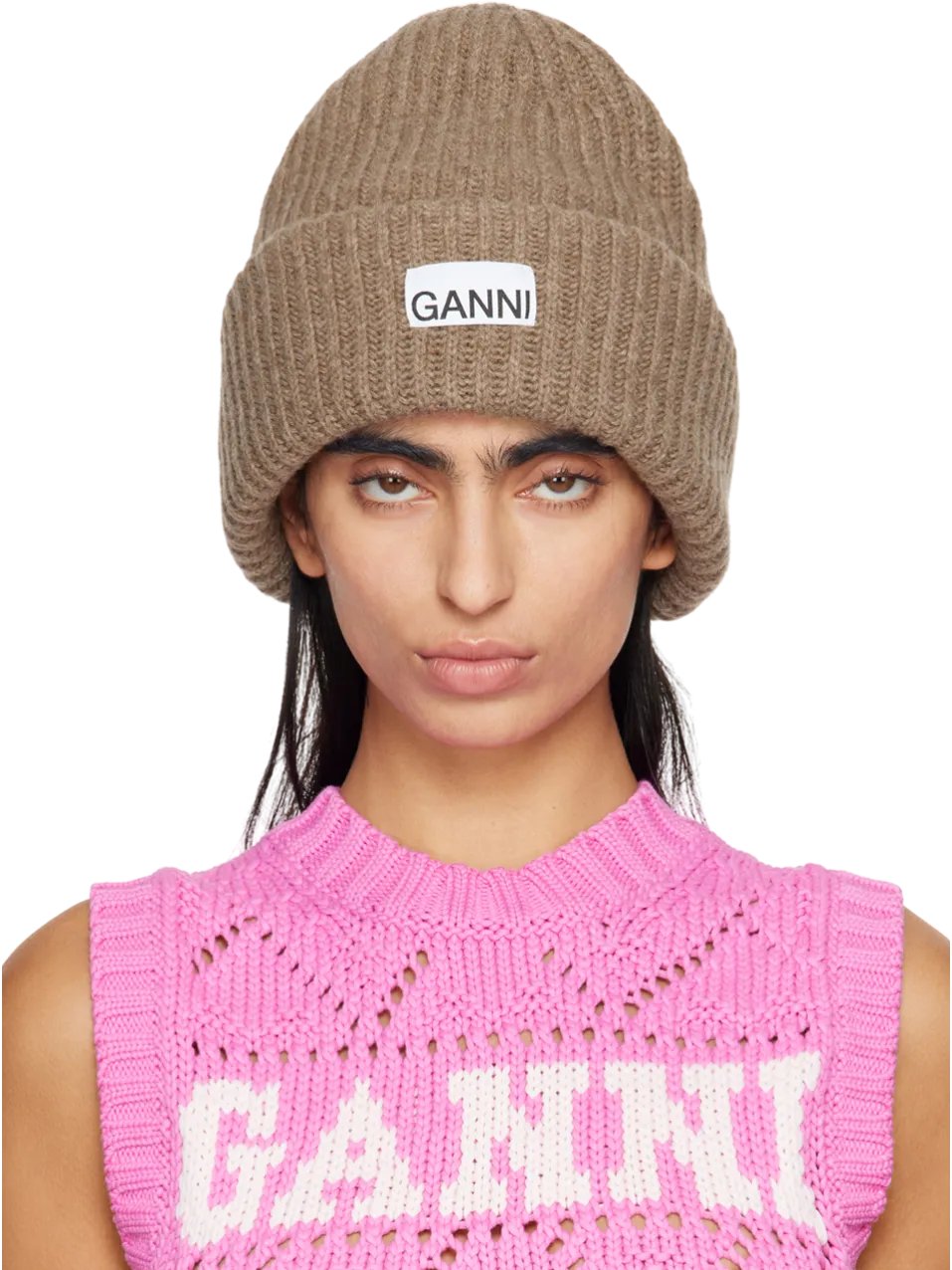 GANNI Wool Blend Beanie