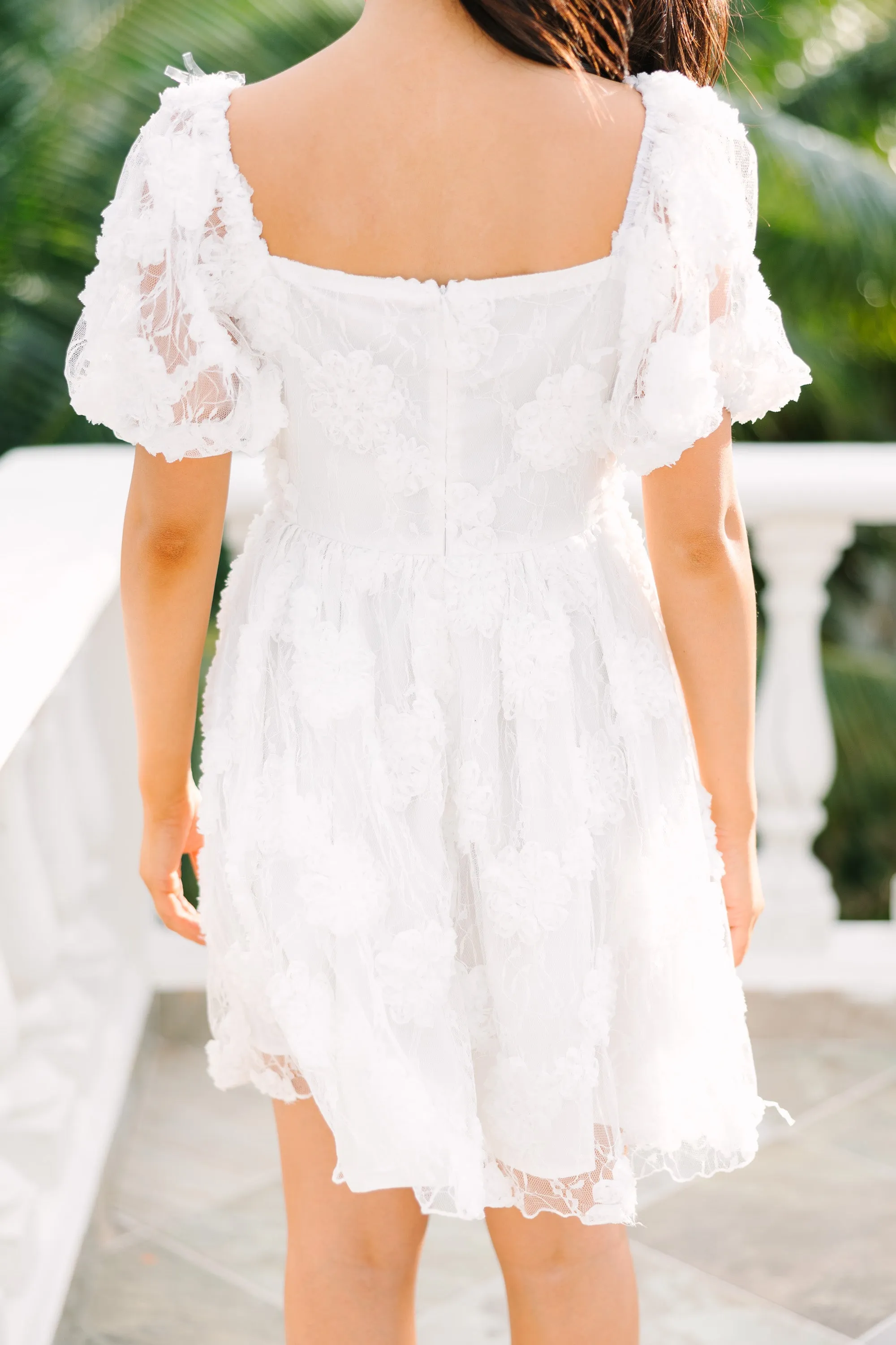 Give It A Thought White Textured Lace Dress