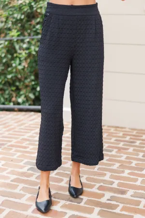 Going Well Black Textured Trousers