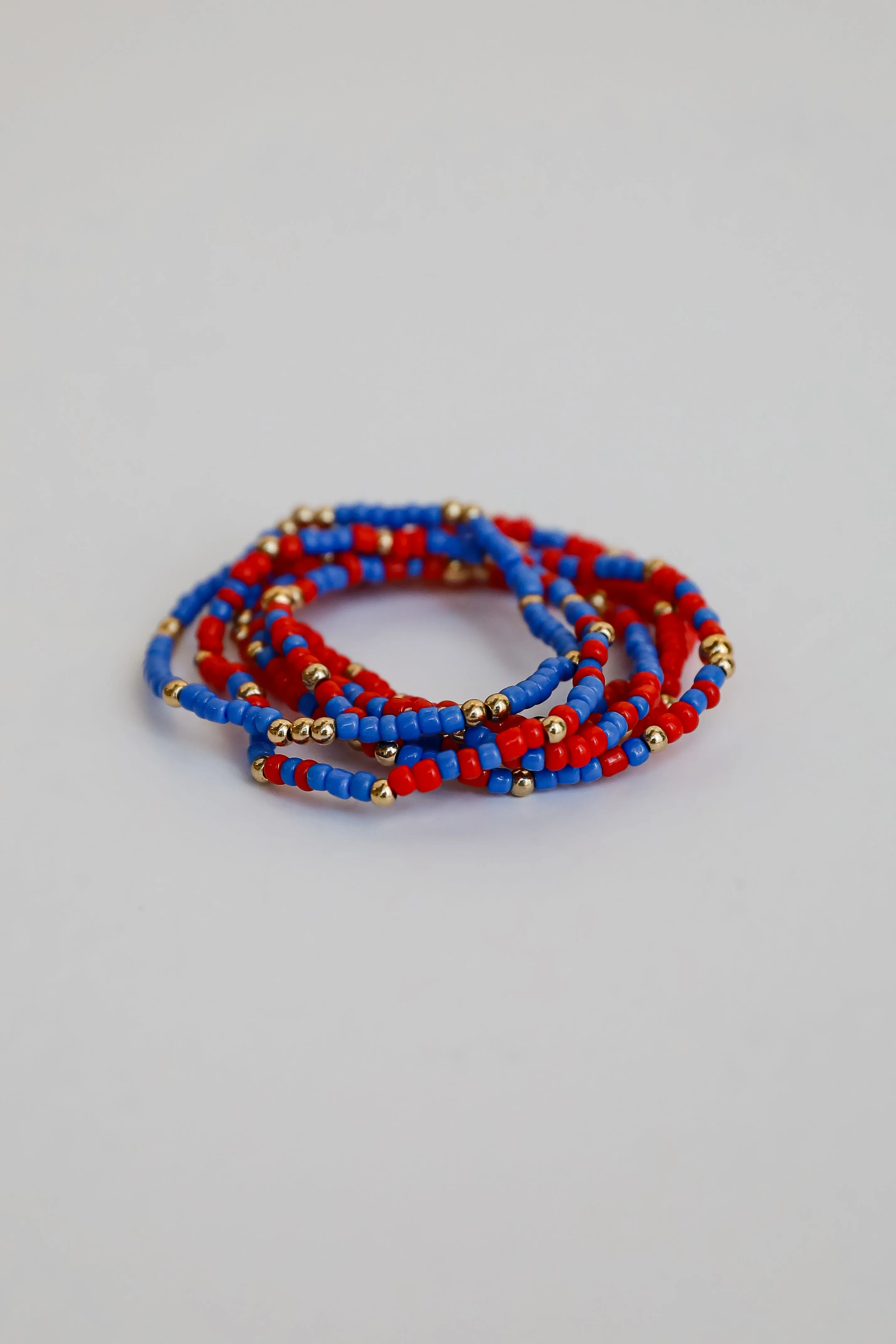 Hallie Blue/Red Beaded Bracelet Set