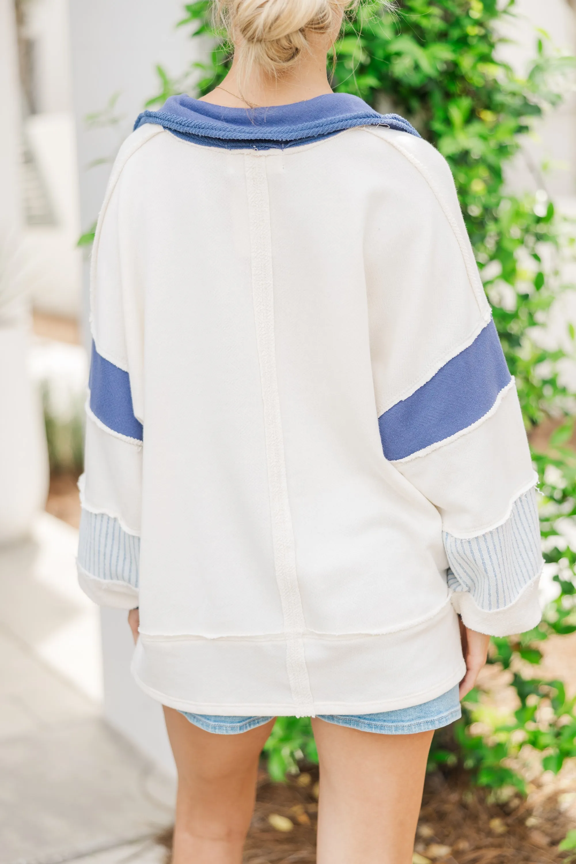 Hear You Out Blue Striped Pullover