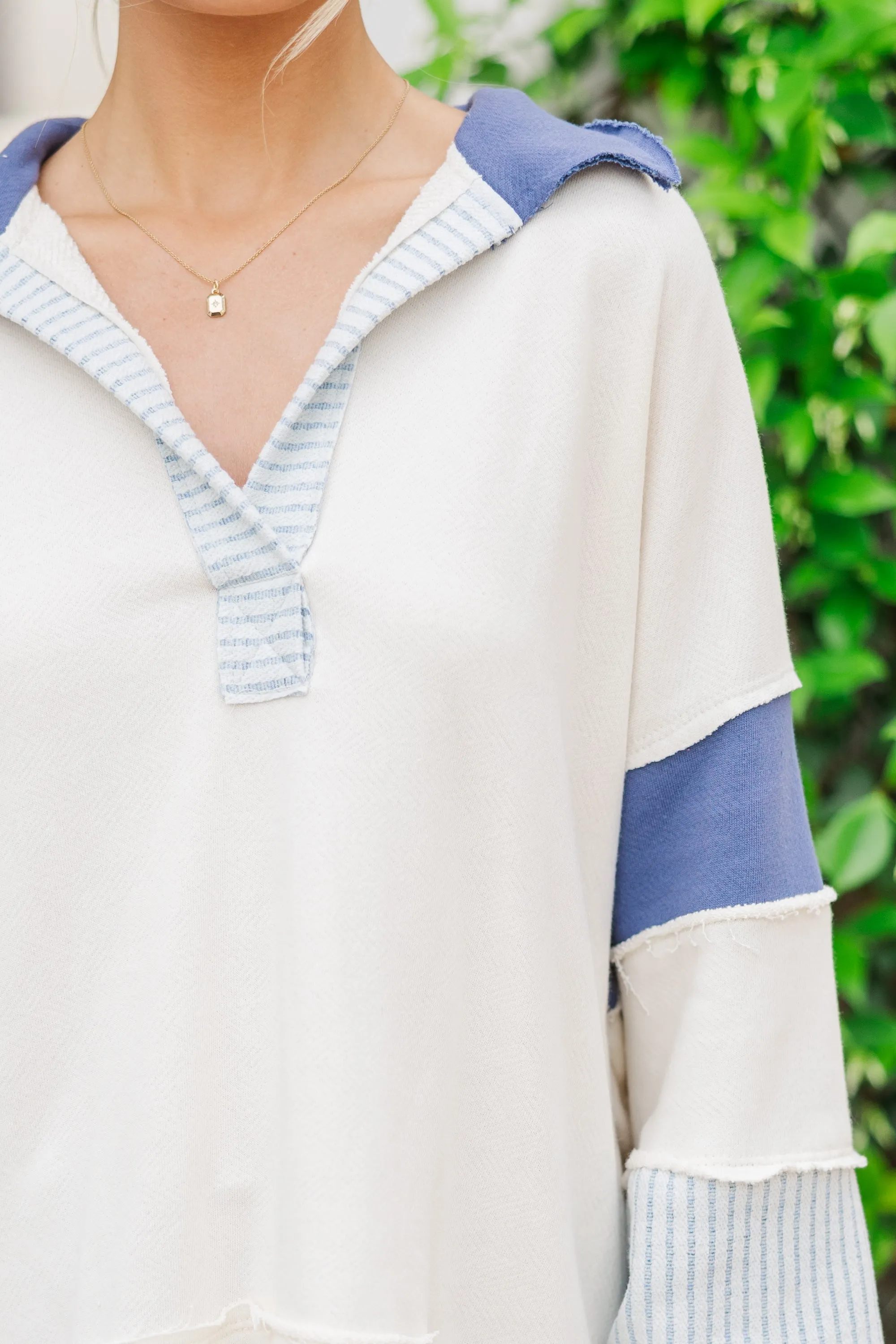 Hear You Out Blue Striped Pullover